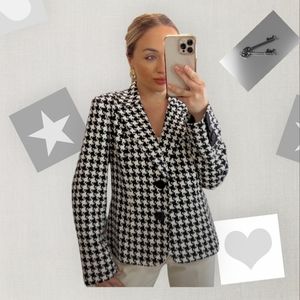 Coldwater Creek Houndstooth Blazer, Black and White, Women's Size 8